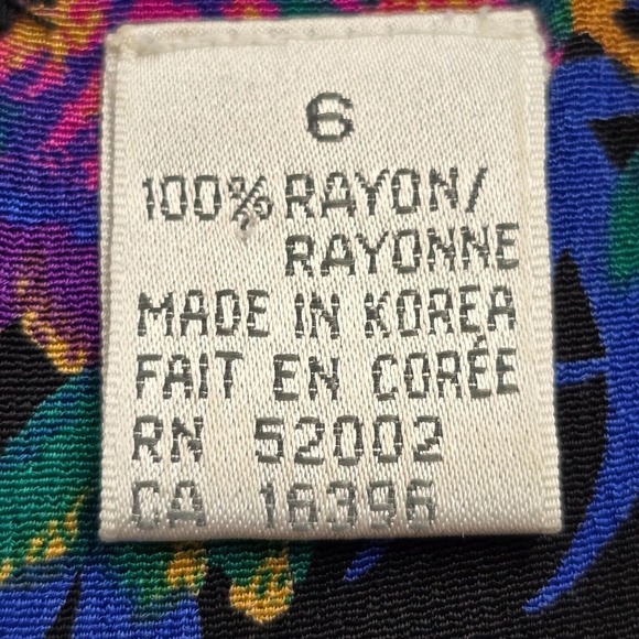 Liz Claiborne Dress Womens 6 Black Colorful Floral Rayon Mini Pleated 80s Retro - Picture 7 of 16